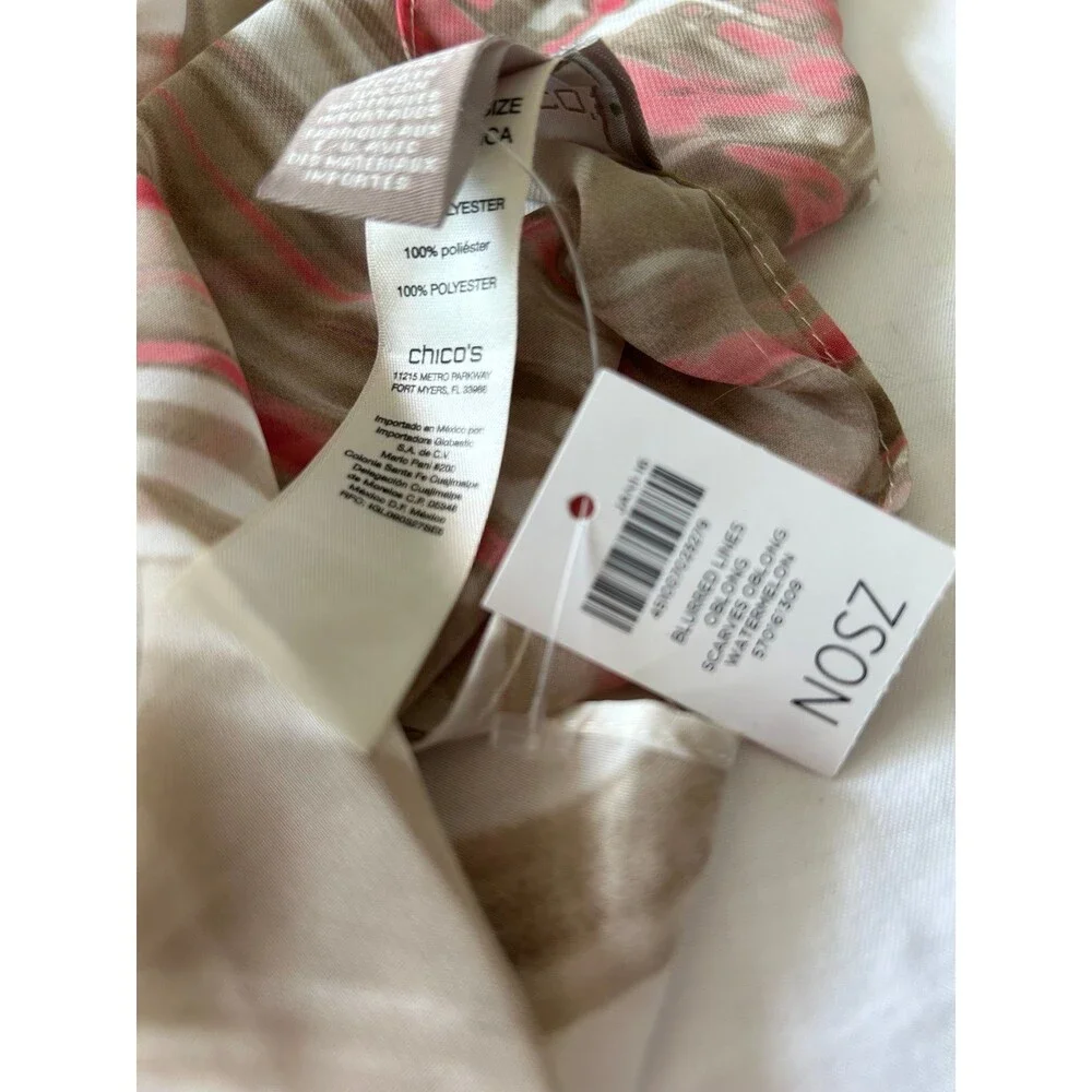 Chico's Vibrant Pink and Beige Scarf